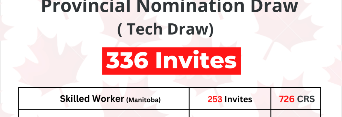 Canada Immigration: Manitoba Held Its Latest PNP Draw - 336 Invited