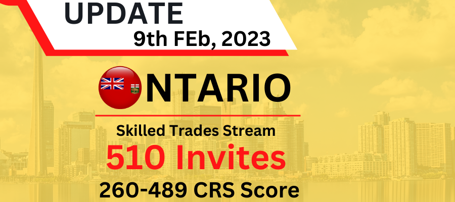 The Ontario Immigrant Nominee Program (OINP) conducted the latest draw on 9th February and invited 510 eligible applicants from the Skilled Trades stream.